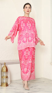 Pink R-neck Songket Sarong Set