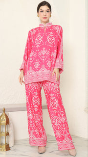 Pink Songket Pants Set