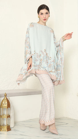 Mint Flower R-neck Pants Set