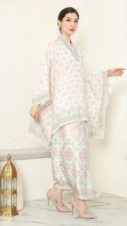 Baby Pink V-neck Songket Sarong Set