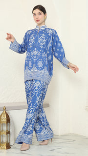 Blue Songket Pants Set