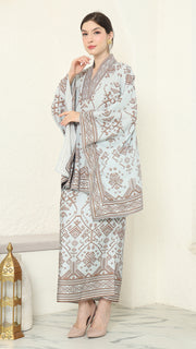 Mint Brown V-neck Songket Sarong Set