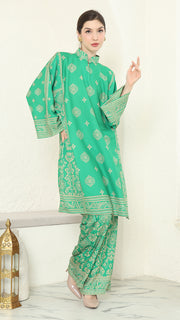 Green Gold Tunic Bali Pants Set