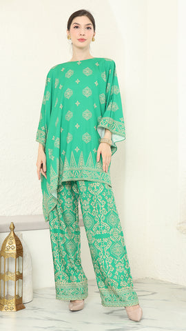 Green Gold R-neck Bali Pants Set