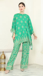 Green Gold R-neck Bali Pants Set