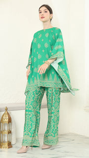 Green Gold R-neck Bali Pants Set