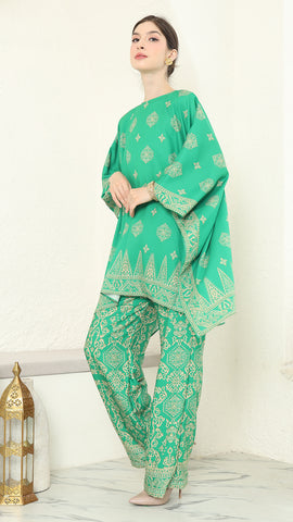 Green Gold R-neck Bali Pants Set