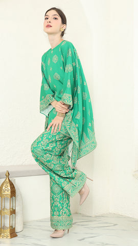 Green Gold R-neck Bali Pants Set