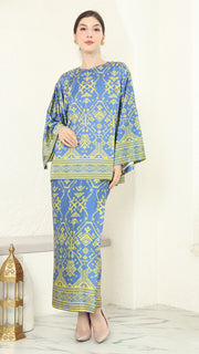 Blue Lime R-neck Songket Sarong Set