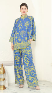 Blue Lime Songket Pants Set