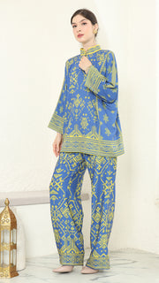 Blue Lime Songket Pants Set