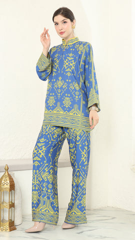 Blue Lime Songket Pants Set