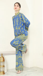 Blue Lime Songket Pants Set