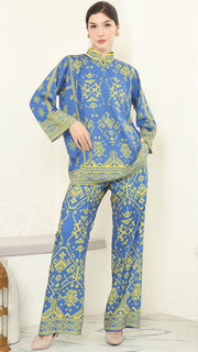 Blue Lime Songket Pants Set