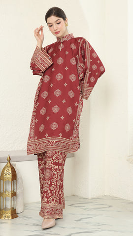 Red Gold Tunic Bali Pants Set