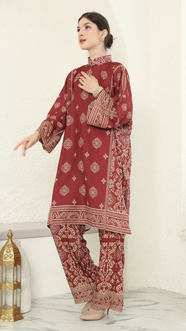 Red Gold Tunic Bali Pants Set