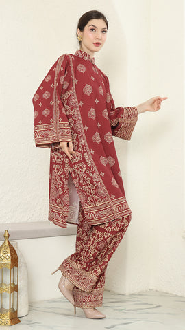 Red Gold Tunic Bali Pants Set