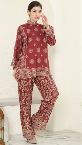 Red Gold Bali Pants Set