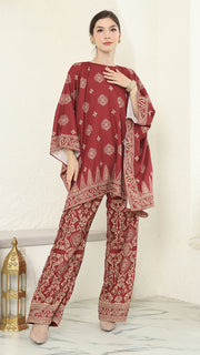 Red Gold R-neck Bali Pants Set