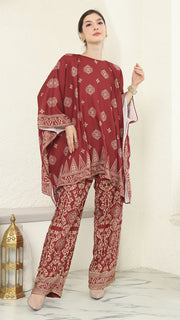 Red Gold R-neck Bali Pants Set