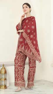 Red Gold R-neck Bali Pants Set