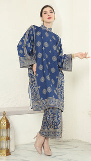 Blue Gold Tunic Bali Sarong Set