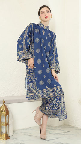 Blue Gold Tunic Bali Sarong Set