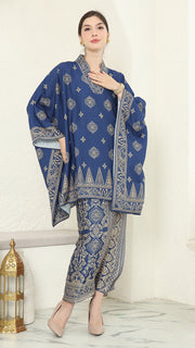 Blue Gold V-neck Bali Sarong Set