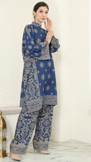 Blue Gold Tunic Bali Pants Set