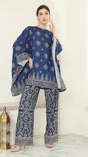 Blue Gold R-neck Bali Pants Set