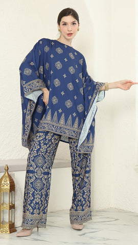 Blue Gold R-neck Bali Pants Set