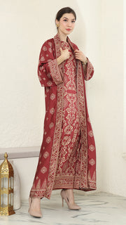 Red Gold Outer Dress Set