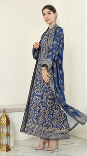 Blue Gold Outer Dress Set