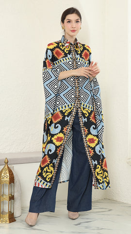 Blue tribal Button Kaftan