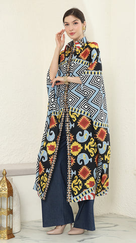 Blue tribal Button Kaftan