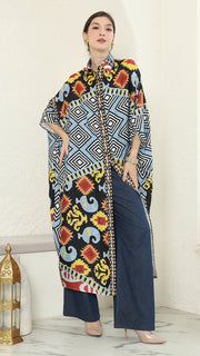 Blue tribal Button Kaftan