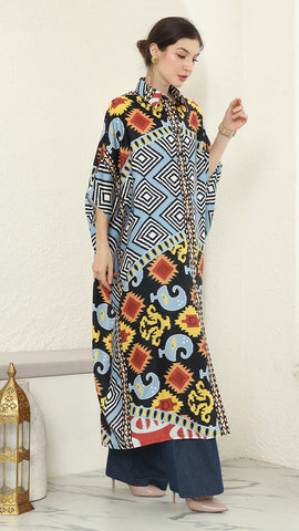 Blue tribal Button Kaftan