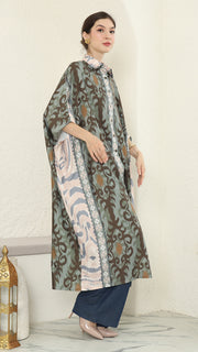 Green Pink Button Kaftan