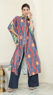 Red Blue Button Kaftan