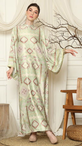 Olive Ikat Gold Long Sleeve Dress