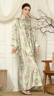 Olive Ikat Gold Long Sleeve Dress