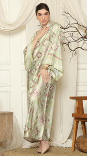 Olive Ikat Gold Long Sleeve Dress