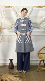 Blue Stripe Military Ikat Outer