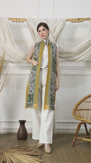 Mustard Ikat Vest with fringes