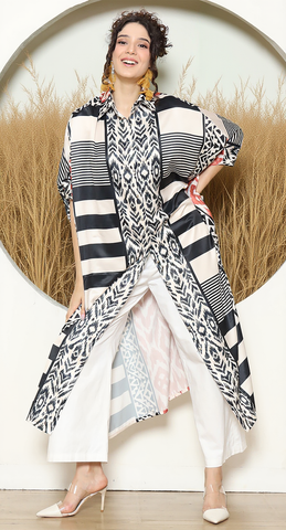 STRIPE IKAT BUTTON KAFTAN