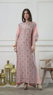 Peach Short Sleeve Songket Kaftan