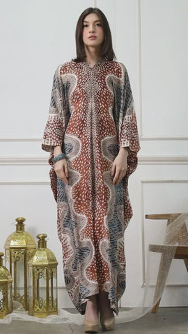 Bronze Batik Long Sleeve Kaftan