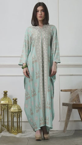 Mint Long Sleeve Songket Kaftan