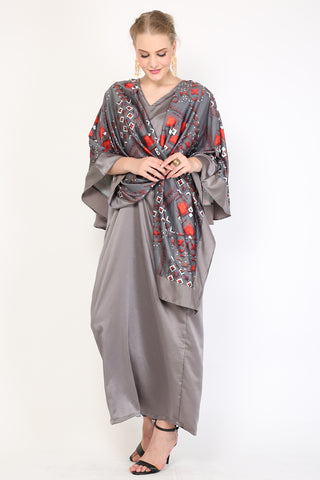 Kanzi Grey Dress Batik Kaftan