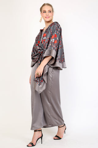 Kanzi Grey Dress Batik Kaftan